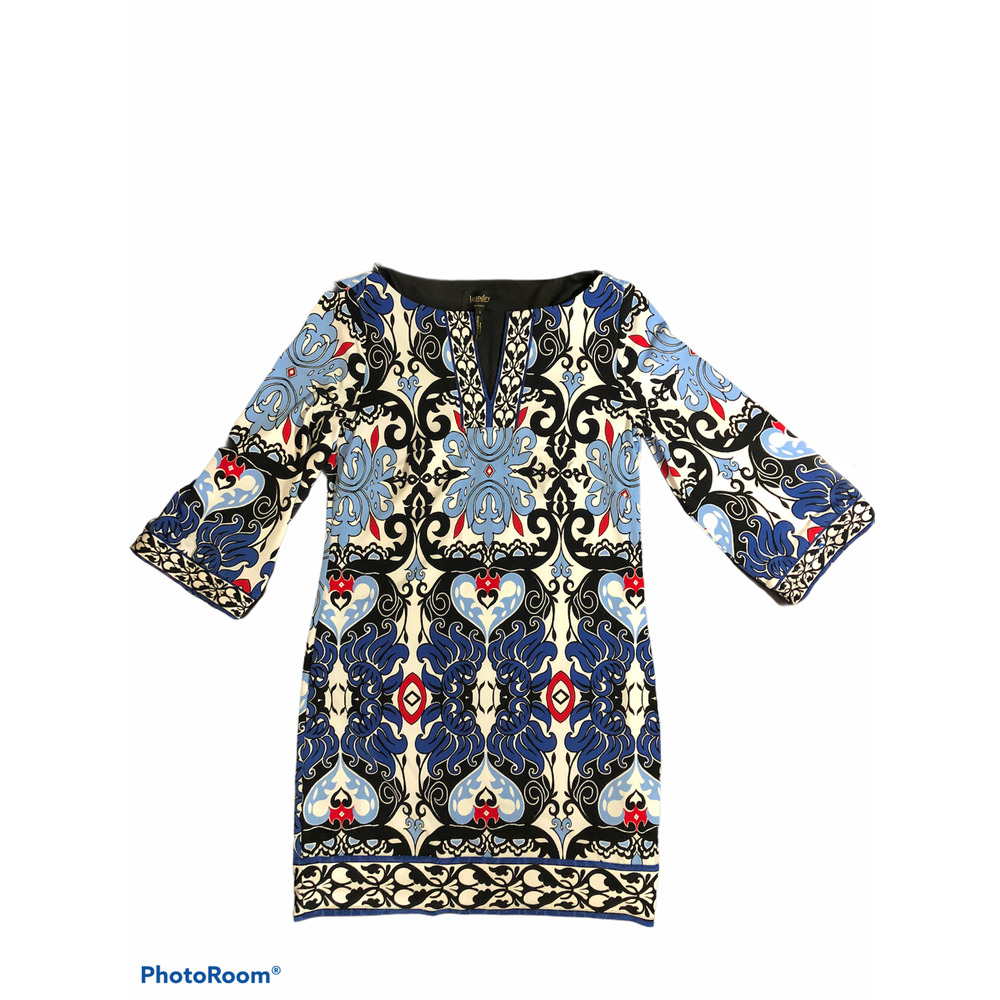 Laundry Shelli Segal Mini Dress V-Neck Size Small Short Above Knee Blue Summer